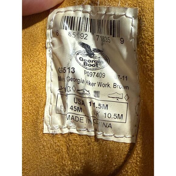 Georgia Hiker Work Boot Waterproof Leather Vibram Mens 11.5 M Brown G6513 Winter - Picture 9 of 9